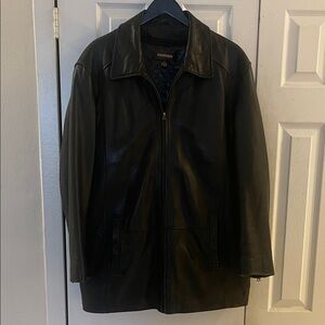 Danier Vintage Long Leather Fall/Winter Coat With Lining Size Large In Black